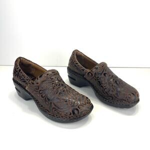 B.O.C Born Concept Nurse Clogs Size 7 Brown Printed Leather Comfort Platform